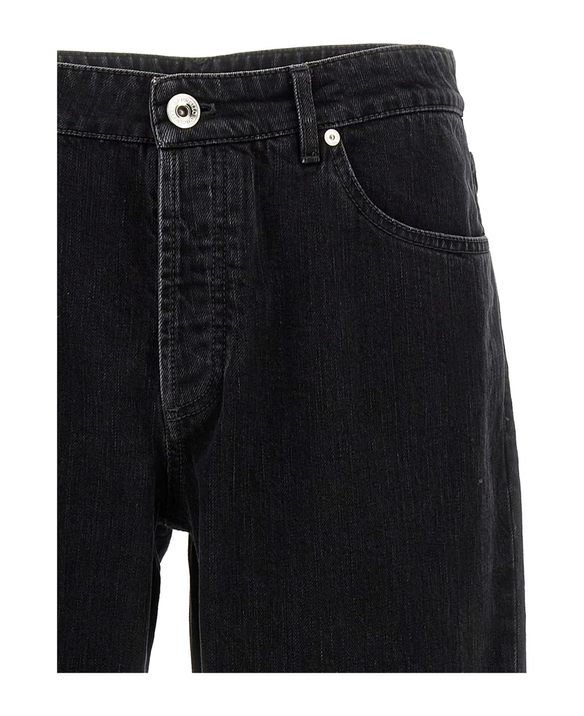 BRUNELLO CUCINELLI MEN'S BLACK RELAXED COTTON TROUSERS