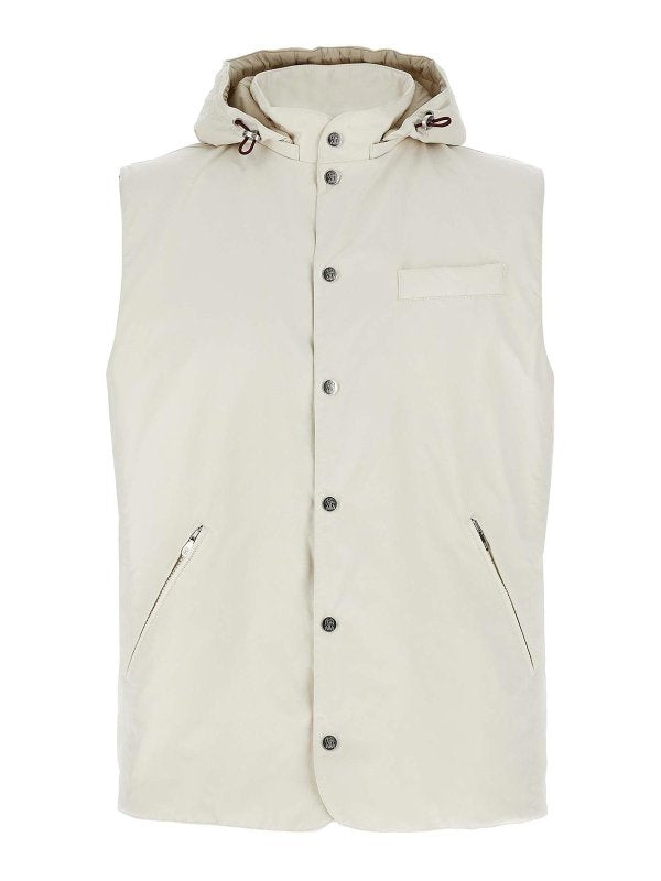 BRUNELLO CUCINELLI MEN'S OFF WHITE HOODED JACKET