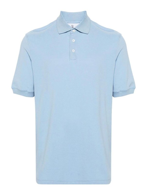 BRUNELLO CUCINELLI MEN'S TURQUOISE POLO SHIRT