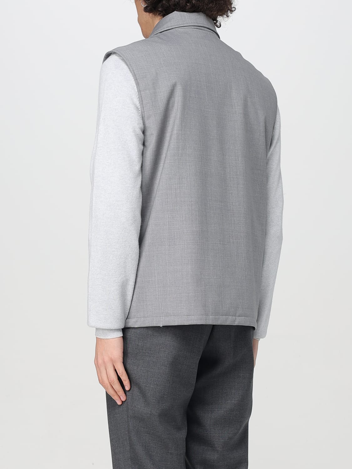 BRUNELLO CUCINELLI MEN'S GRAY WOOL BUTTON-UP JACKET