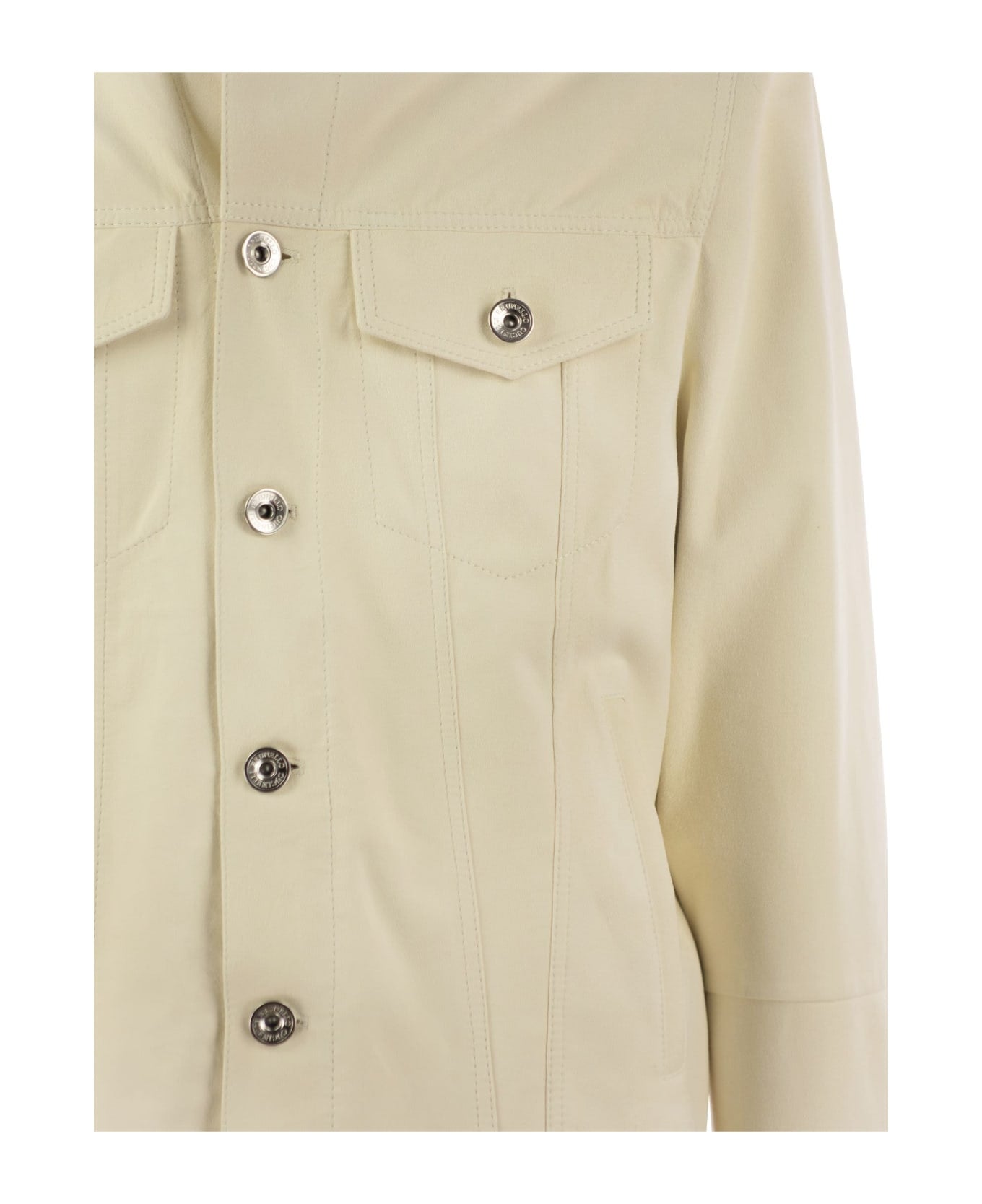 BRUNELLO CUCINELLI MEN'S CREAM TAILORED JACKET WITH POCKETS