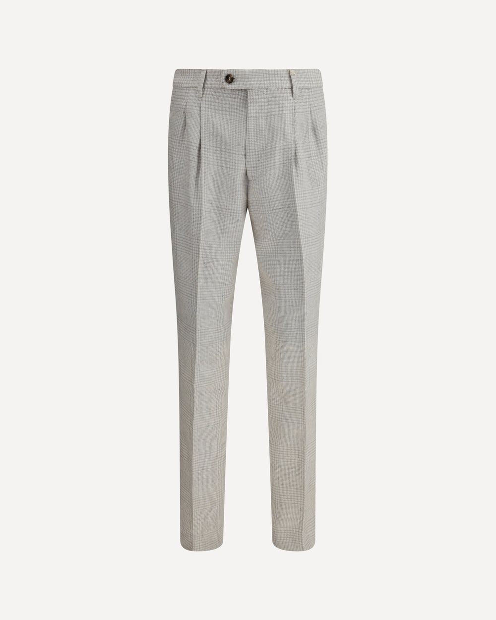 BRUNELLO CUCINELLI MEN'S LIGHT GREY WOOL LINEN TROUSERS