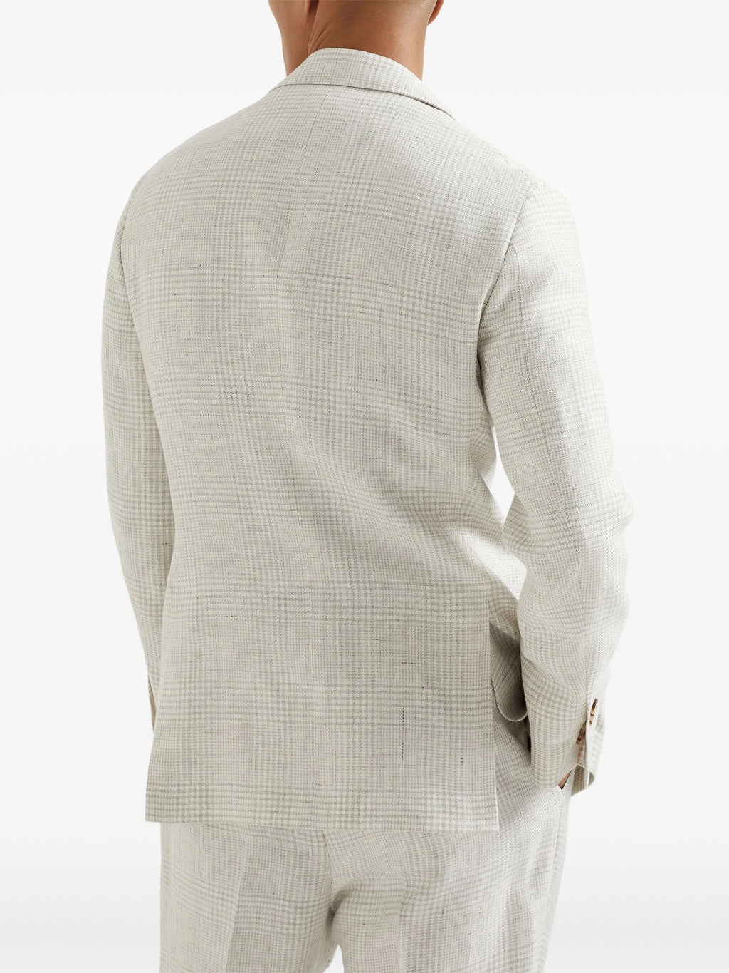 BRUNELLO CUCINELLI MEN'S IVORY LINEN WOOL BLEND BLAZER