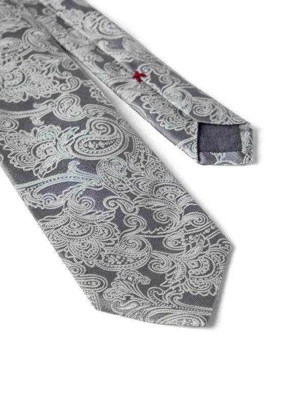 BRUNELLO CUCINELLI MEN'S PEARL SILK PAISLEY TIE