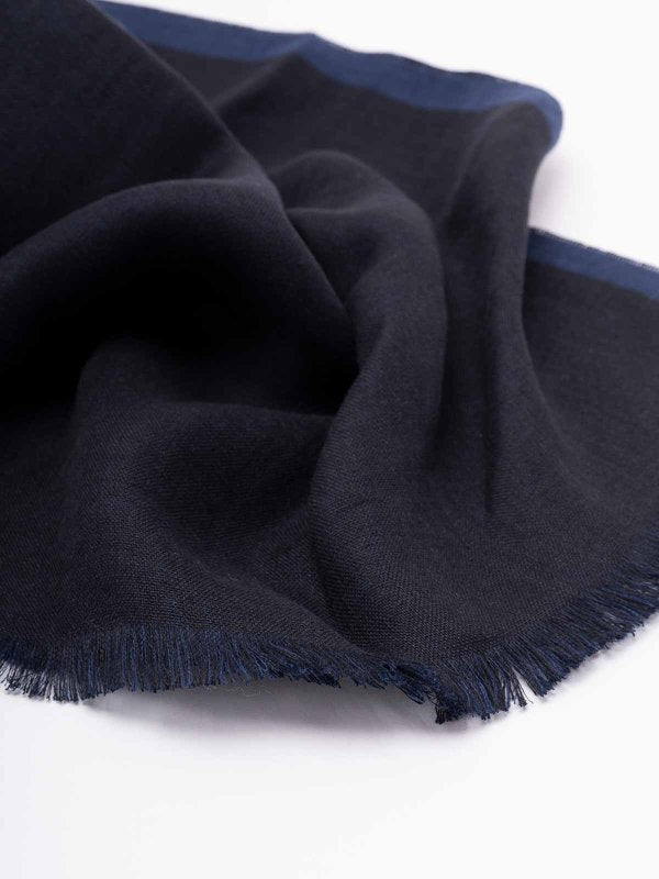 BRUNELLO CUCINELLI MEN'S NAVY LINEN LIGHTWEIGHT SCARF