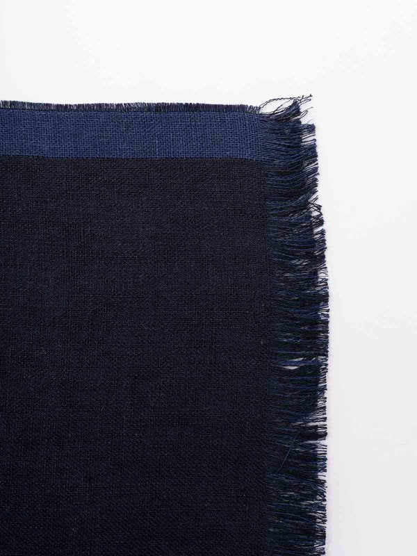 BRUNELLO CUCINELLI MEN'S NAVY LINEN SCARF