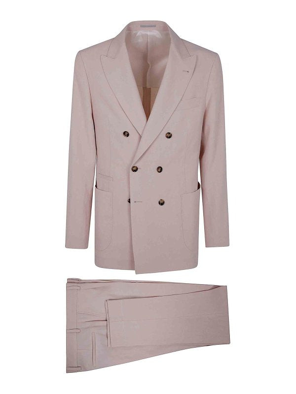BRUNELLO CUCINELLI MEN'S LIGHT PINK LINEN SUIT