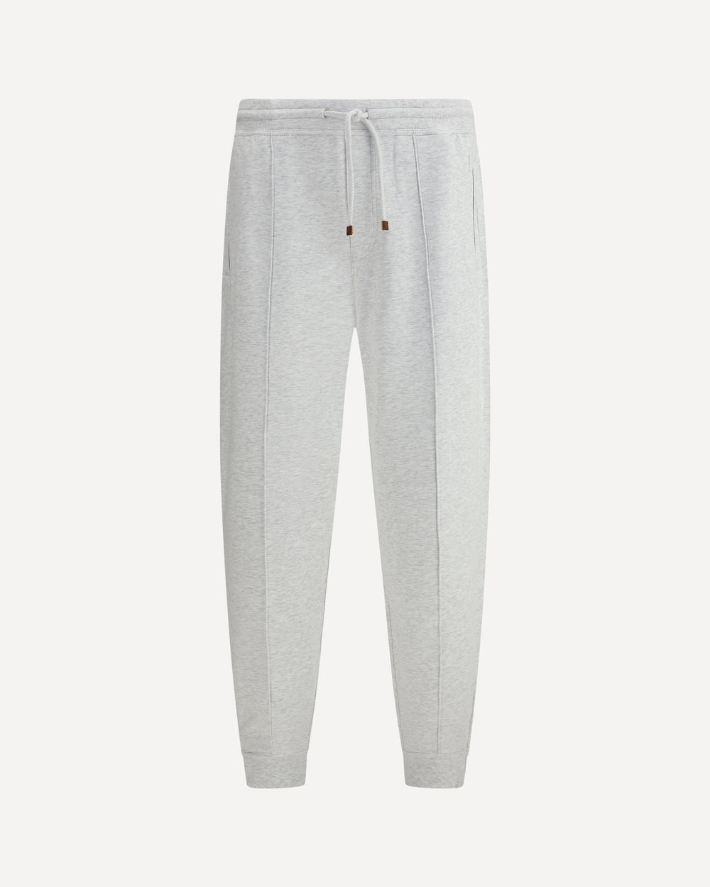 BRUNELLO CUCINELLI MEN'S LIGHT GREY TAPERED TROUSERS