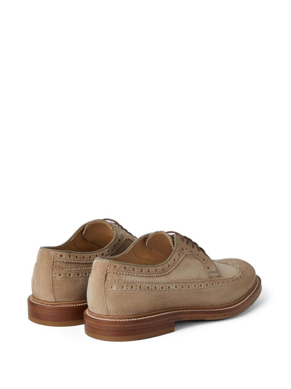 BRUNELLO CUCINELLI MEN'S NOISETTE LEATHER BROGUE OXFORD SHOES