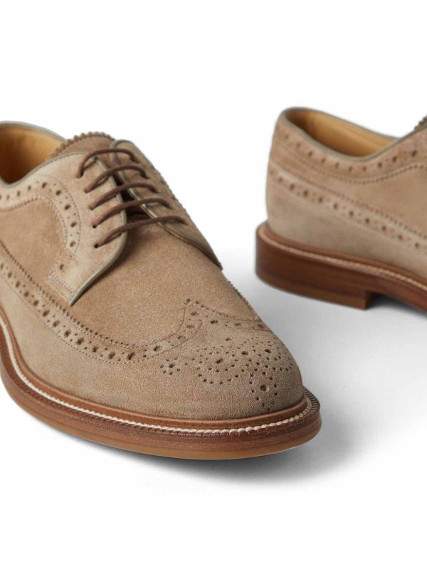 BRUNELLO CUCINELLI MEN'S NOISETTE LEATHER BROGUE OXFORD SHOES