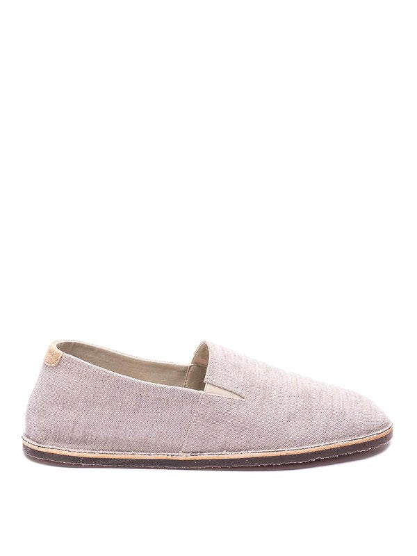 BRUNELLO CUCINELLI MEN'S TAUPE SLIP-ON SHOES