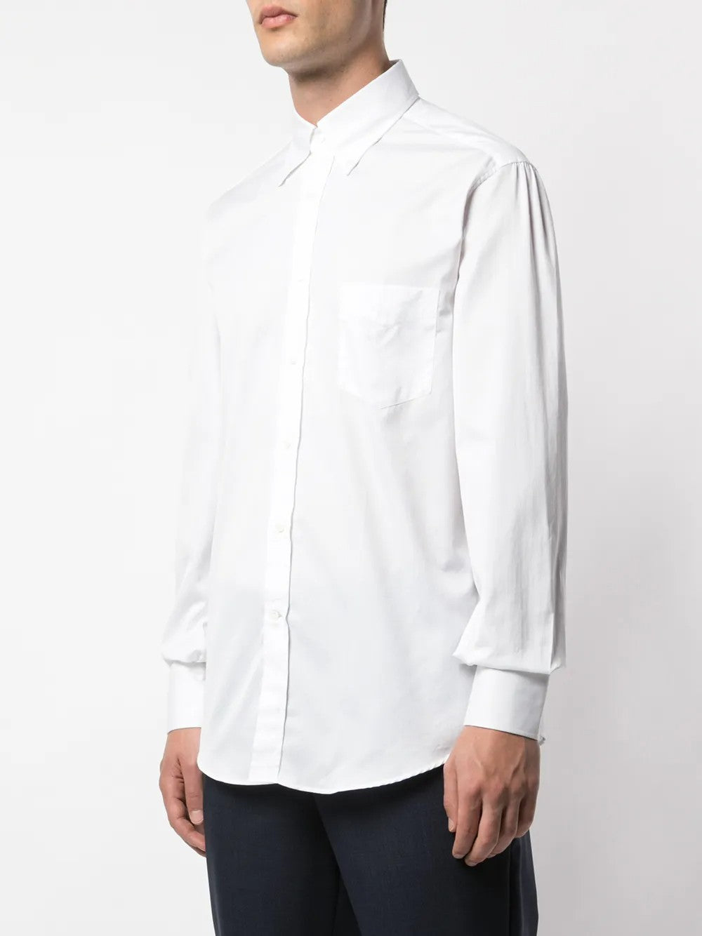 BRUNELLO CUCINELLI MEN'S WHITE BASIC FIT SHIRT