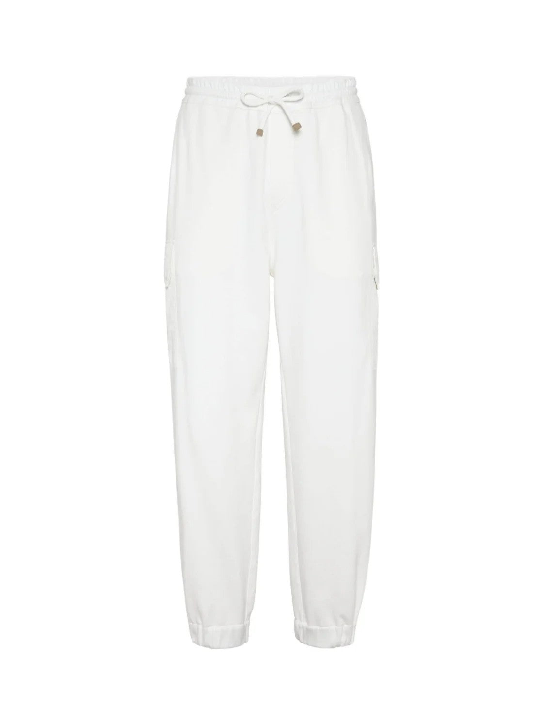 BRUNELLO CUCINELLI MEN'S OFF WHITE RELAXED TROUSERS
