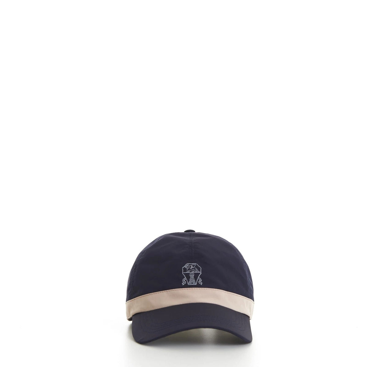 BRUNELLO CUCINELLI MEN'S BLUE BASEBALL CAP WITH EMBROIDERY