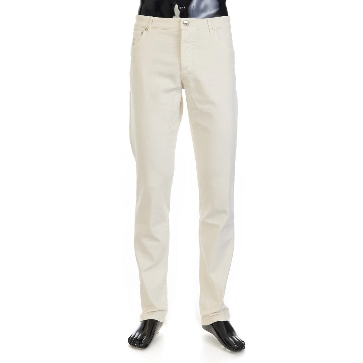 BRUNELLO CUCINELLI MEN'S OFF WHITE TAILORED TROUSERS