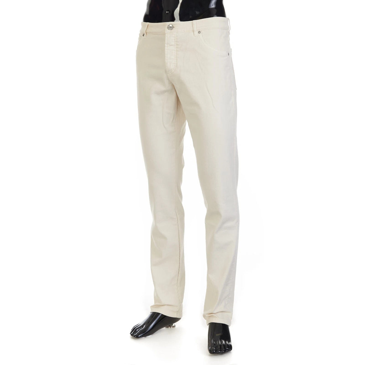 BRUNELLO CUCINELLI MEN'S OFF WHITE TAILORED TROUSERS