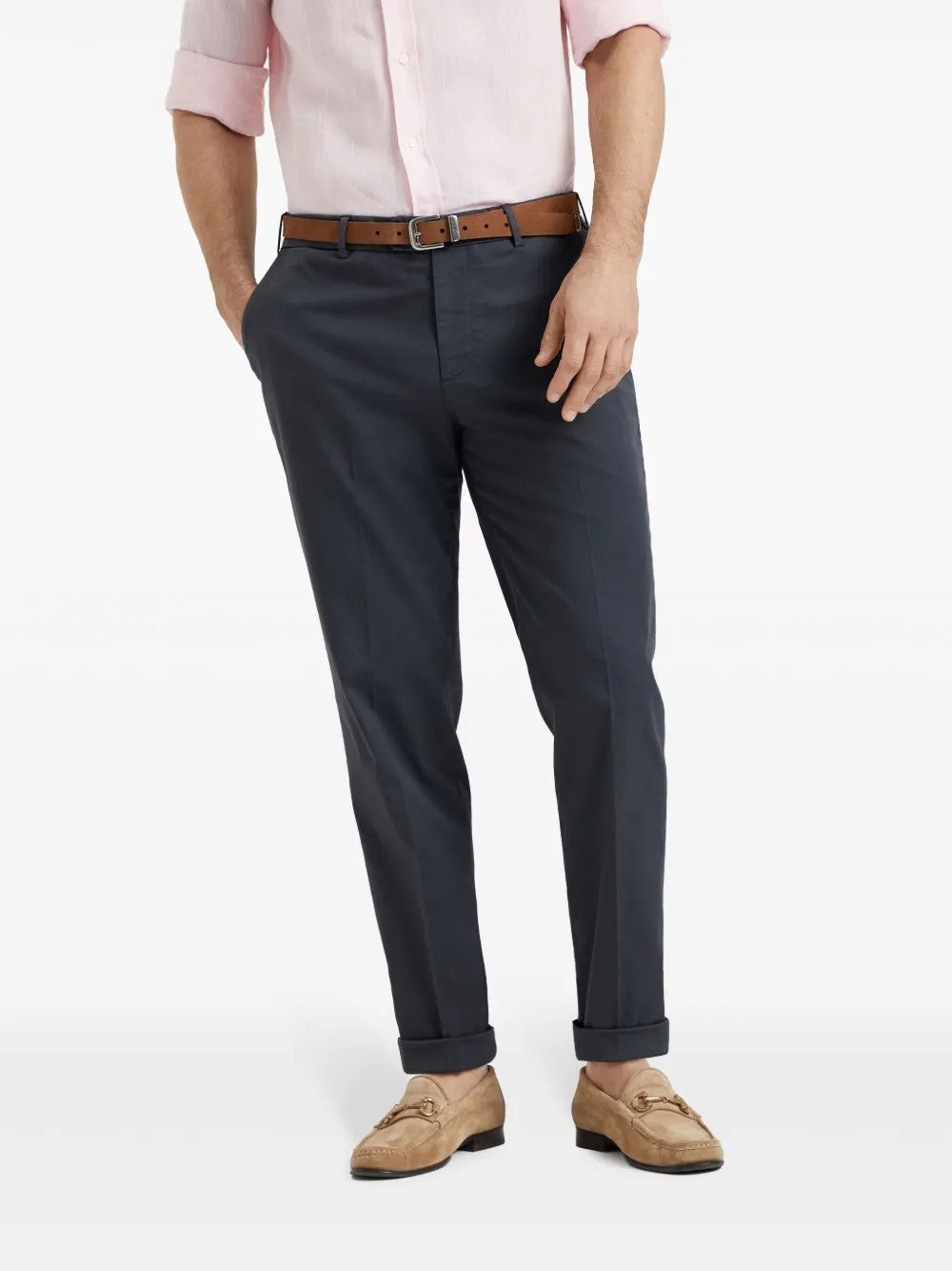 BRUNELLO CUCINELLI MEN'S DARK GREY TAILORED TROUSERS