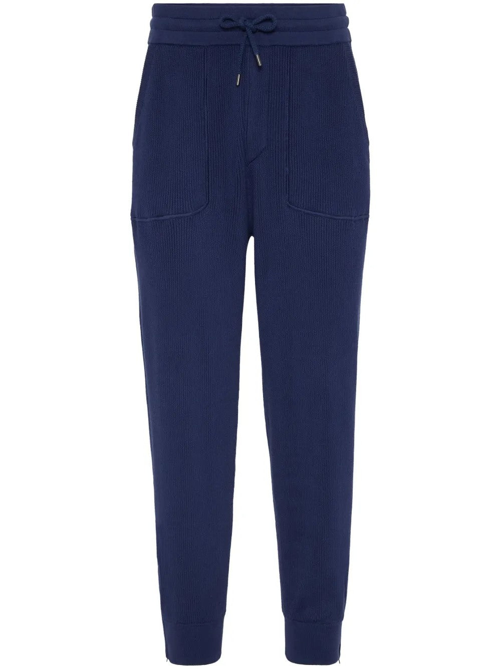 BRUNELLO CUCINELLI MEN'S NAVY KNIT JOGGER TROUSERS