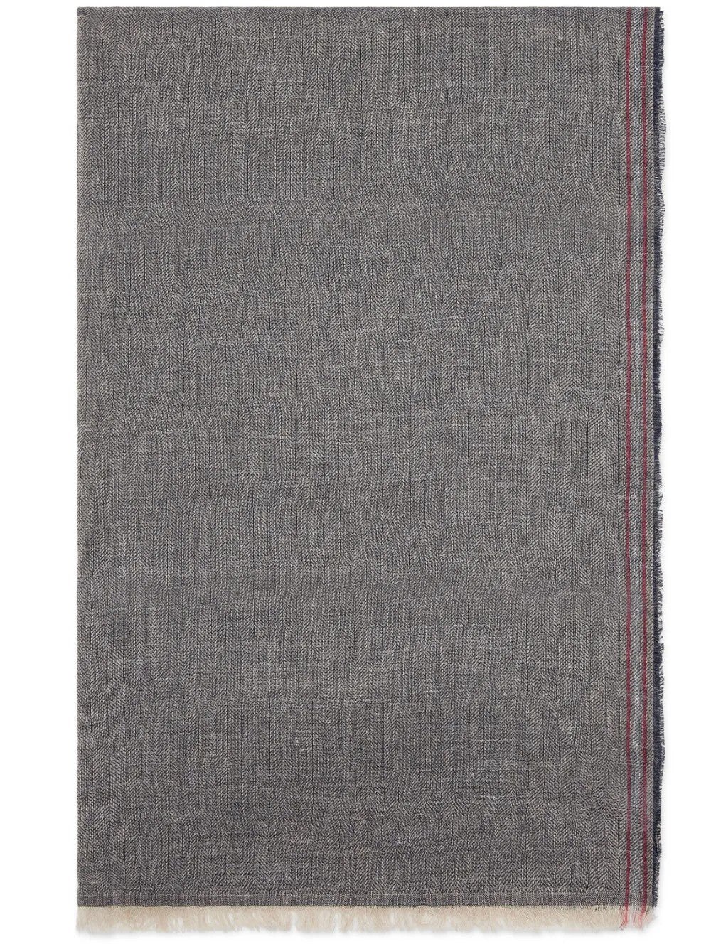 BRUNELLO CUCINELLI MEN'S NAVY RED LINEN SILK SCARF