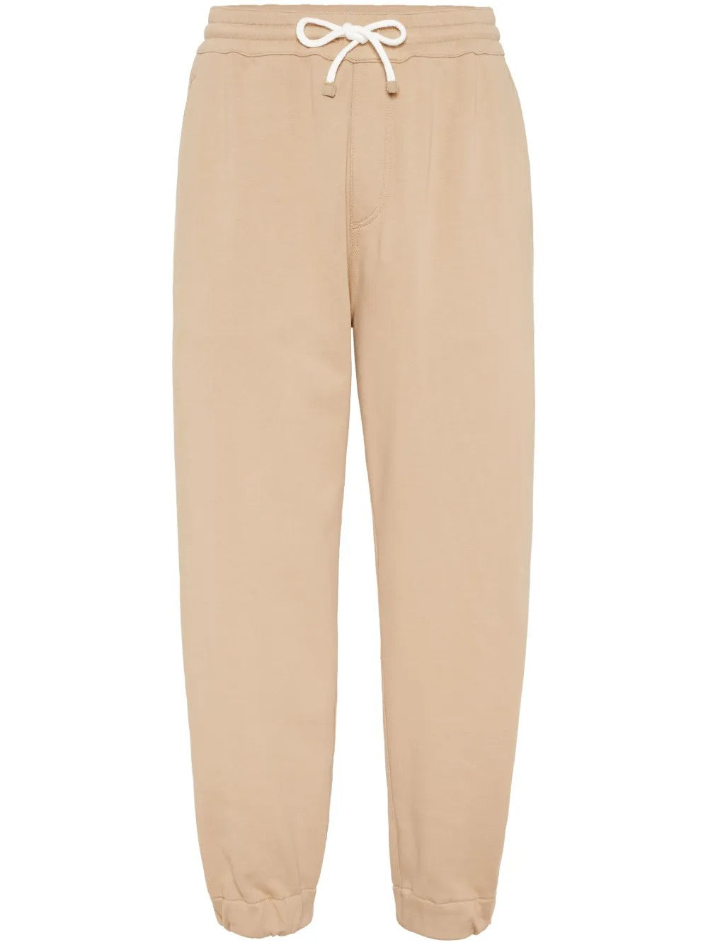 BRUNELLO CUCINELLI MEN'S BEIGE TAILORED JOGGER TROUSERS