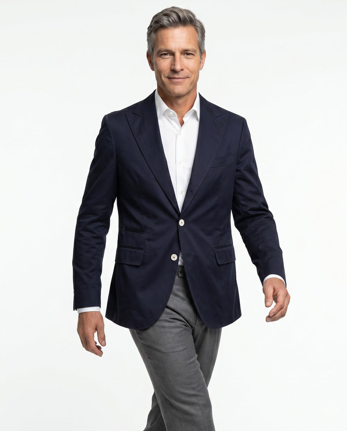 BRUNELLO CUCINELLI MEN'S NAVY TAILORED COTTON BLAZER