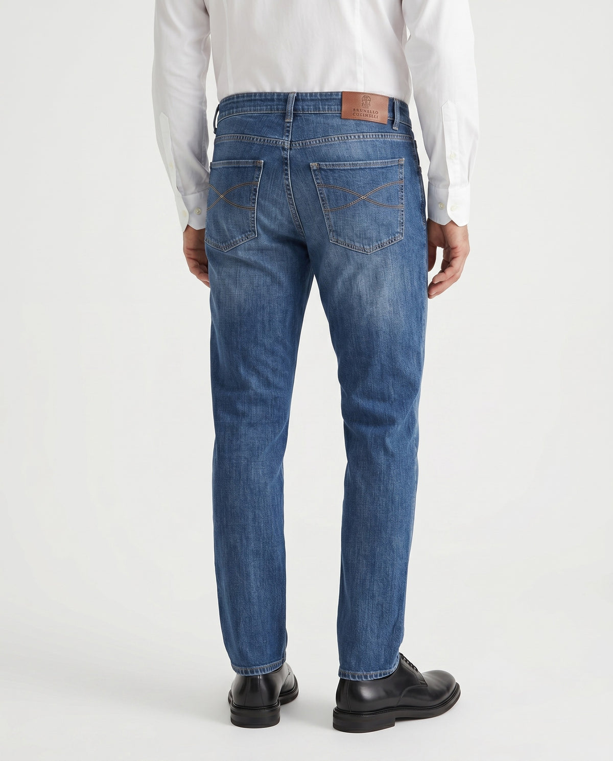 BRUNELLO CUCINELLI MEN'S MEDIUM DENIM FIVE-POCKET JEANS
