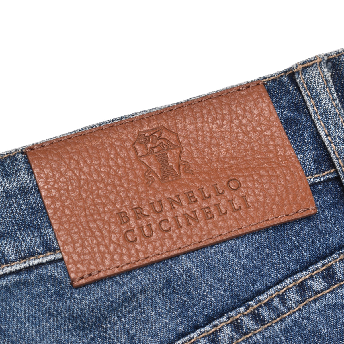 BRUNELLO CUCINELLI MEN'S MEDIUM DENIM FIVE-POCKET JEANS