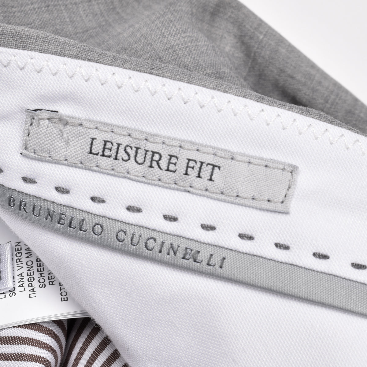 BRUNELLO CUCINELLI MEN'S LIGHT GREY WOOL TROUSERS