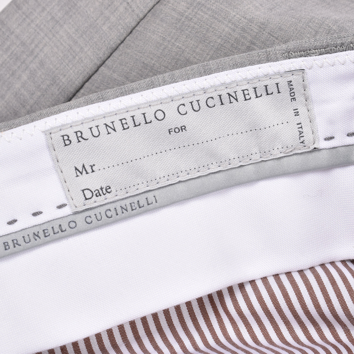 BRUNELLO CUCINELLI MEN'S LIGHT GREY WOOL TROUSERS