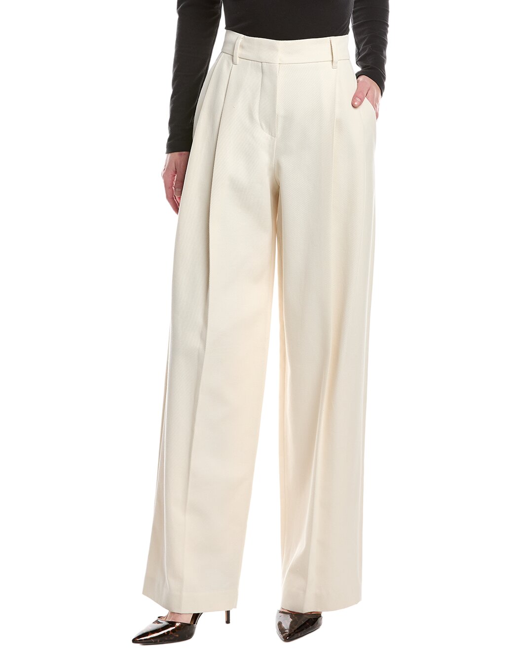 BRUNELLO CUCINELLI WOMEN'S OFF WHITE WIDE LEG TROUSERS