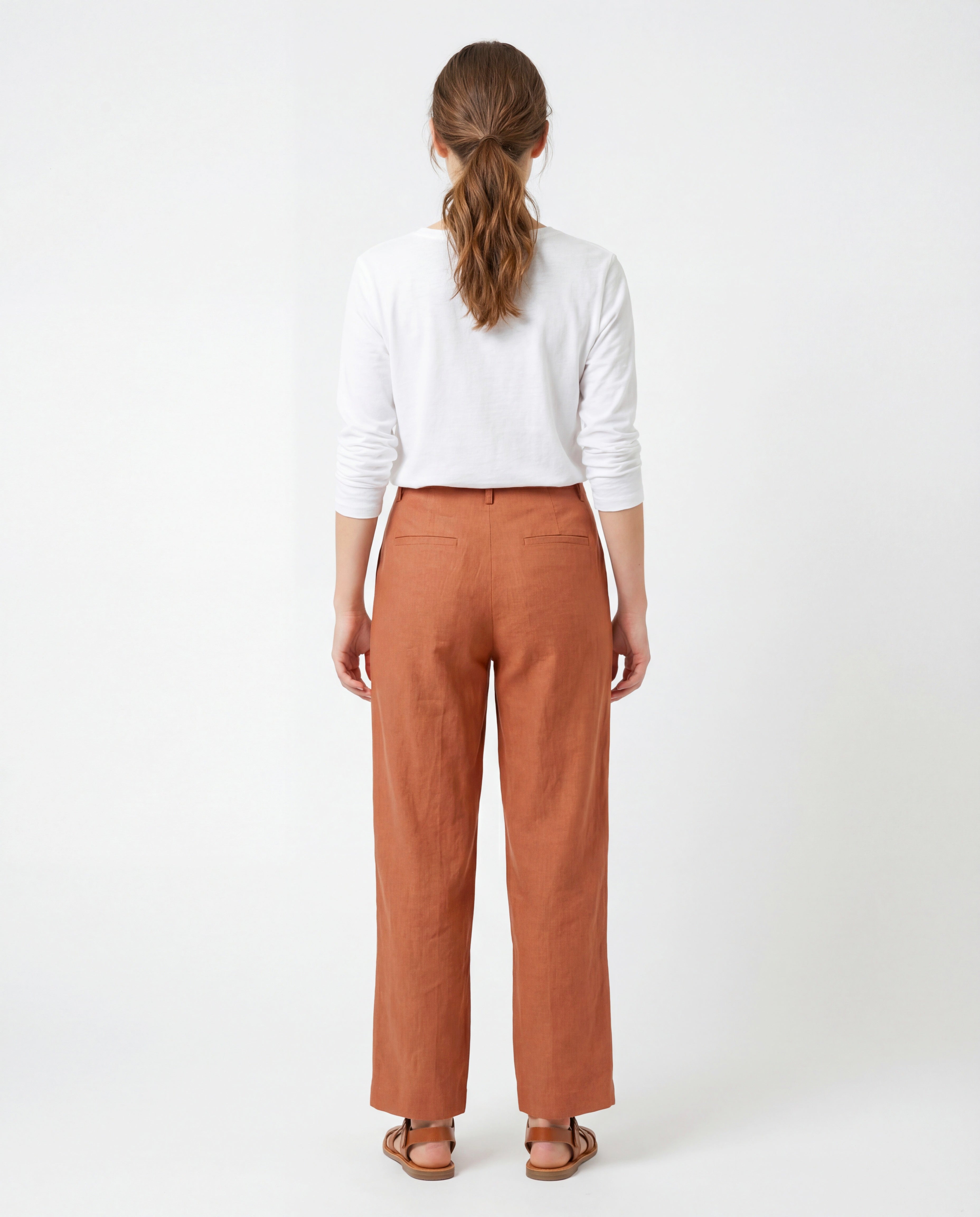 BRUNELLO CUCINELLI WOMEN'S CLAY LINEN BLEND WIDE-LEG TROUSERS