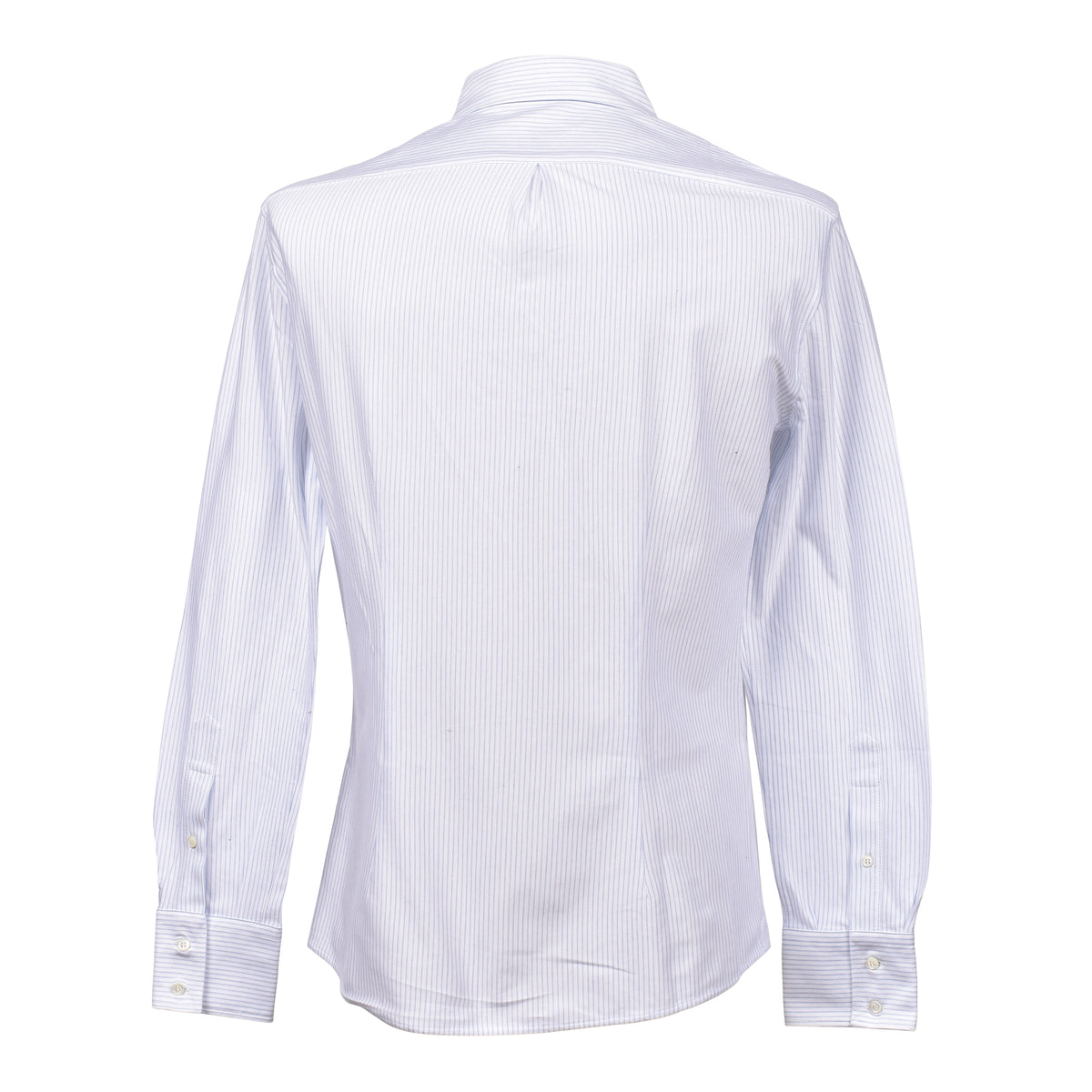 BRUNELLO CUCINELLI MEN'S WHITE LIGHT BLUE STRIPED SHIRT