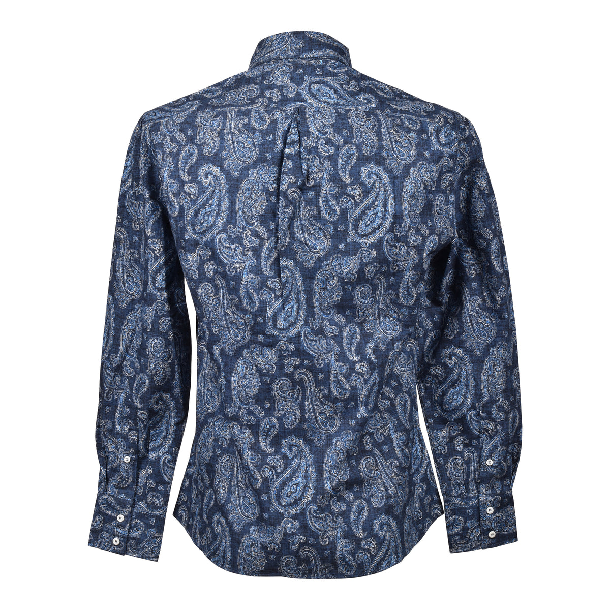 BRUNELLO CUCINELLI MEN'S BLUE PAISLEY SLIM SHIRT