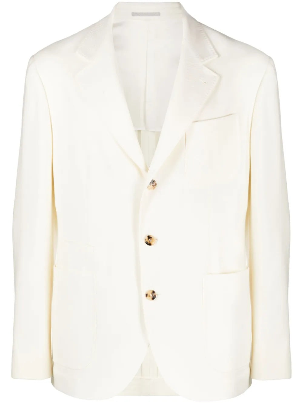 BRUNELLO CUCINELLI MEN'S IVORY WOOL SINGLE BREASTED BLAZER