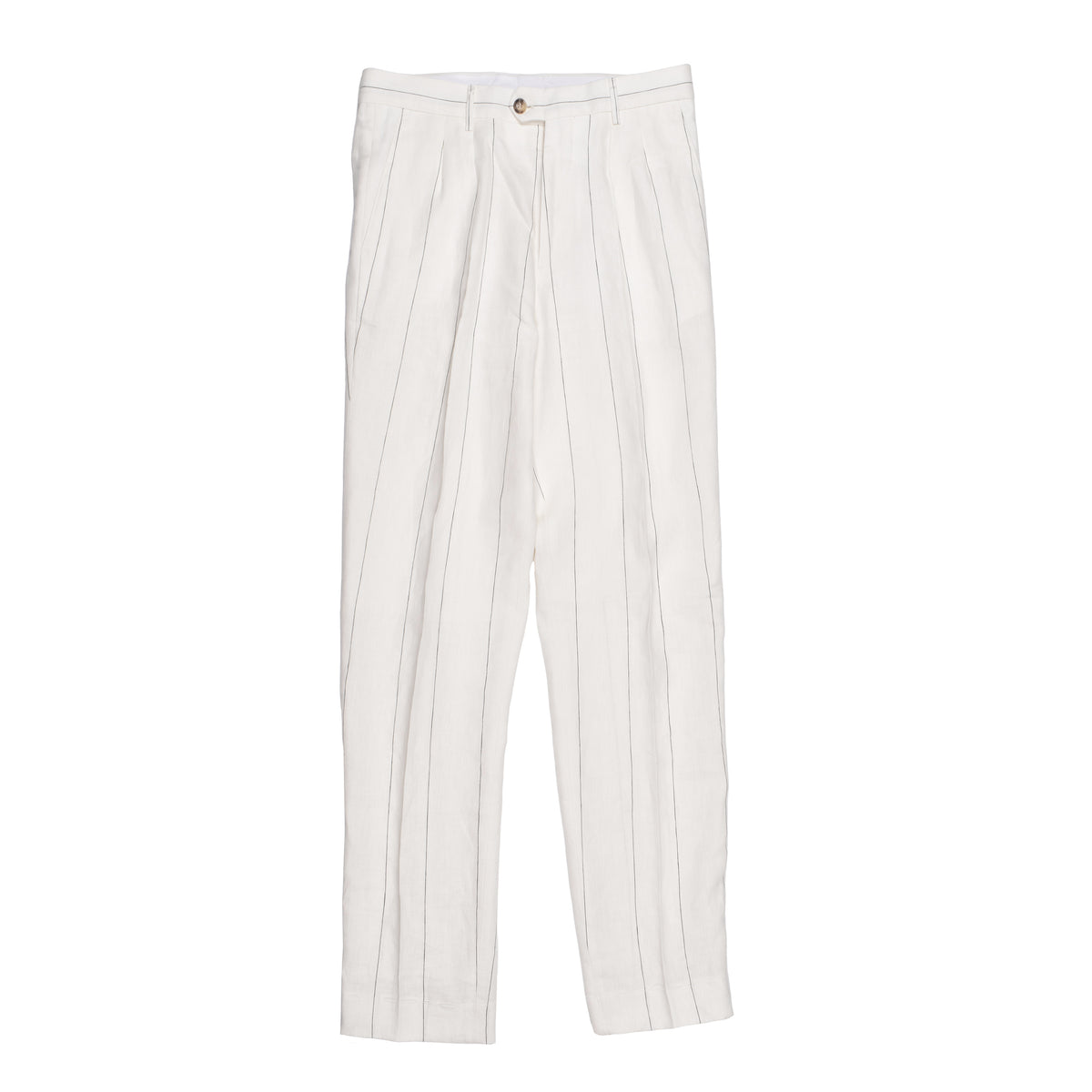 BRUNELLO CUCINELLI MEN'S OFF WHITE LINEN TROUSERS