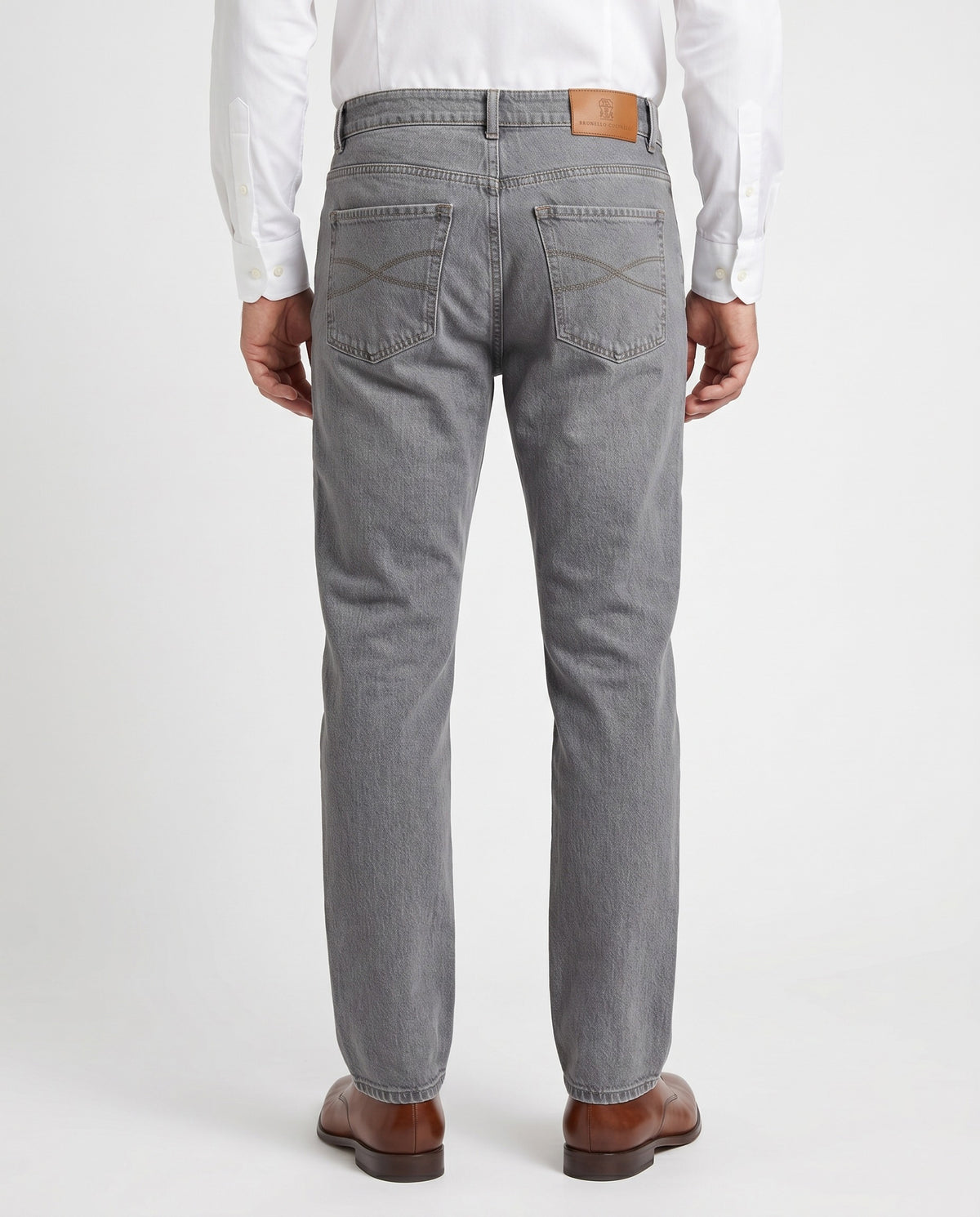 BRUNELLO CUCINELLI MEN'S GRAY STRAIGHT DENIM TROUSERS