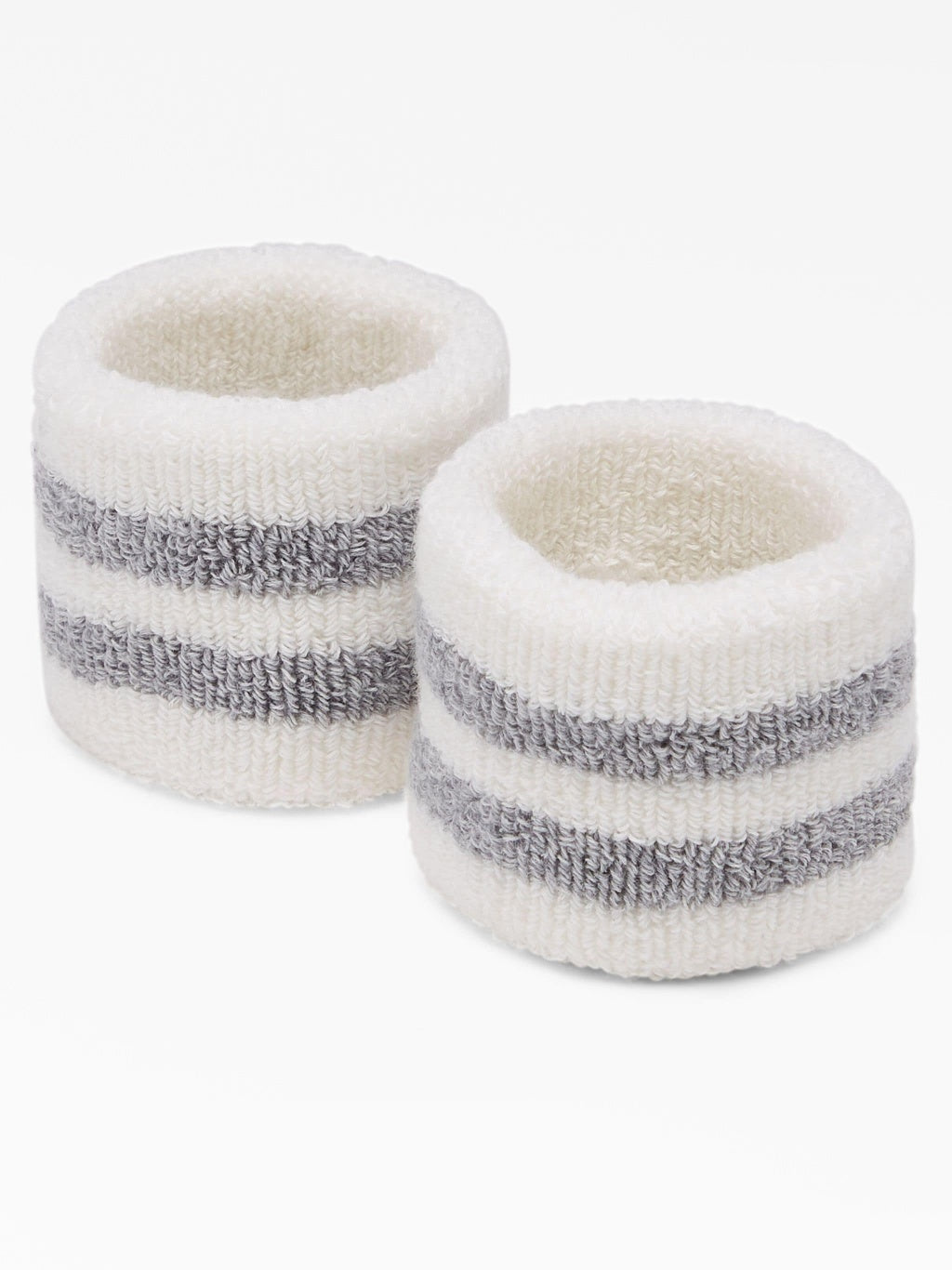 BRUNELLO CUCINELLI MEN'S OFF WHITE GREY STRIPED WRISTBANDS