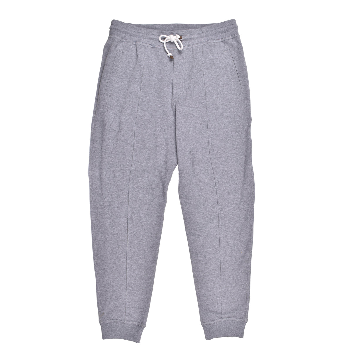 BRUNELLO CUCINELLI MEN'S LIGHT GREY COTTON JOGGER TROUSERS