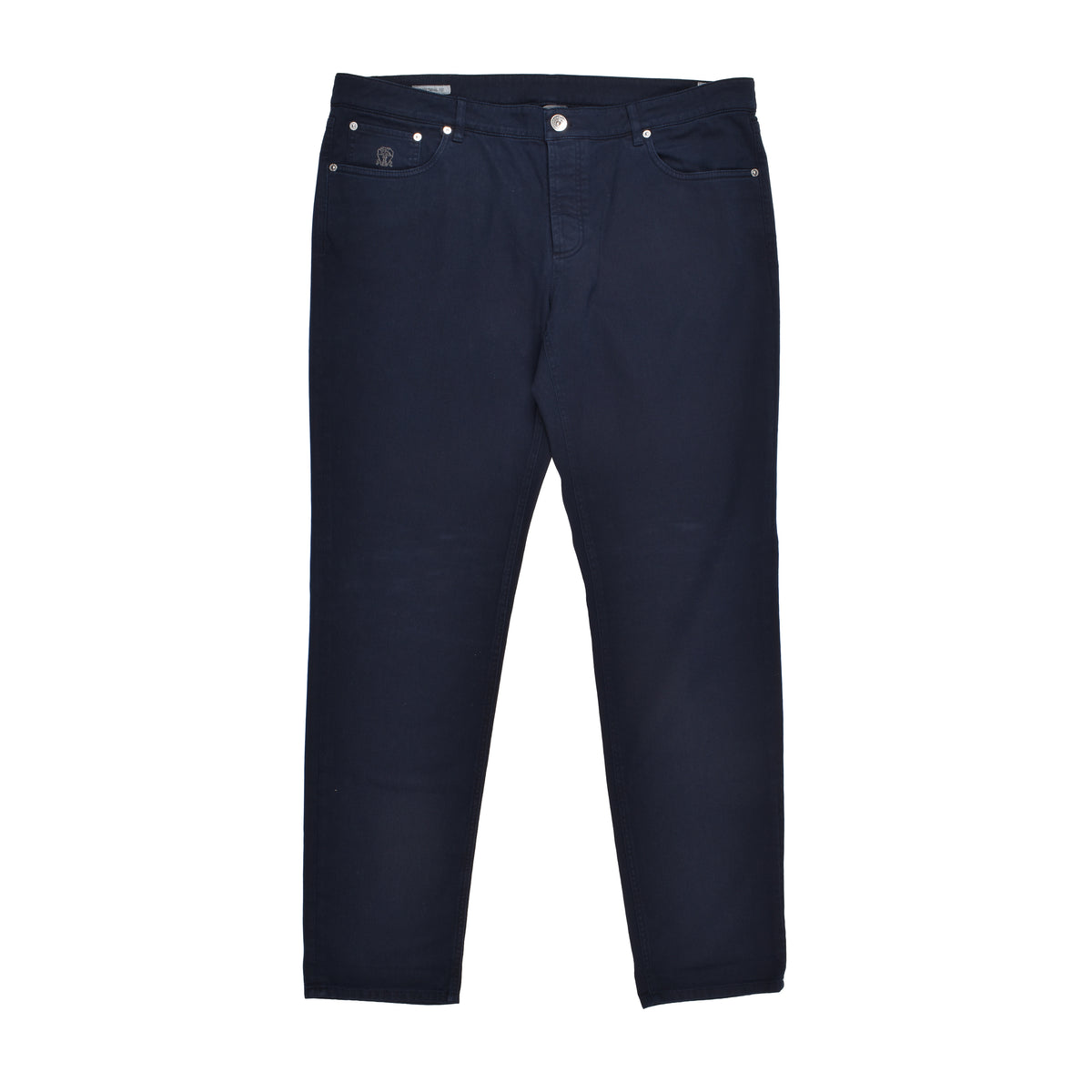 BRUNELLO CUCINELLI MEN'S DARK NAVY COTTON TROUSERS