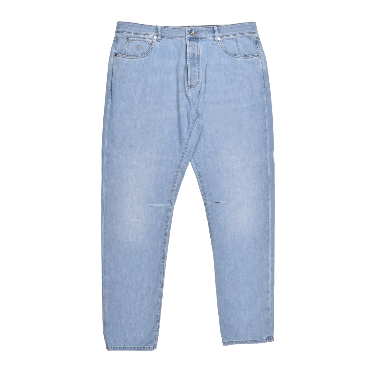 BRUNELLO CUCINELLI MEN'S LIGHT BLUE DENIM TROUSERS