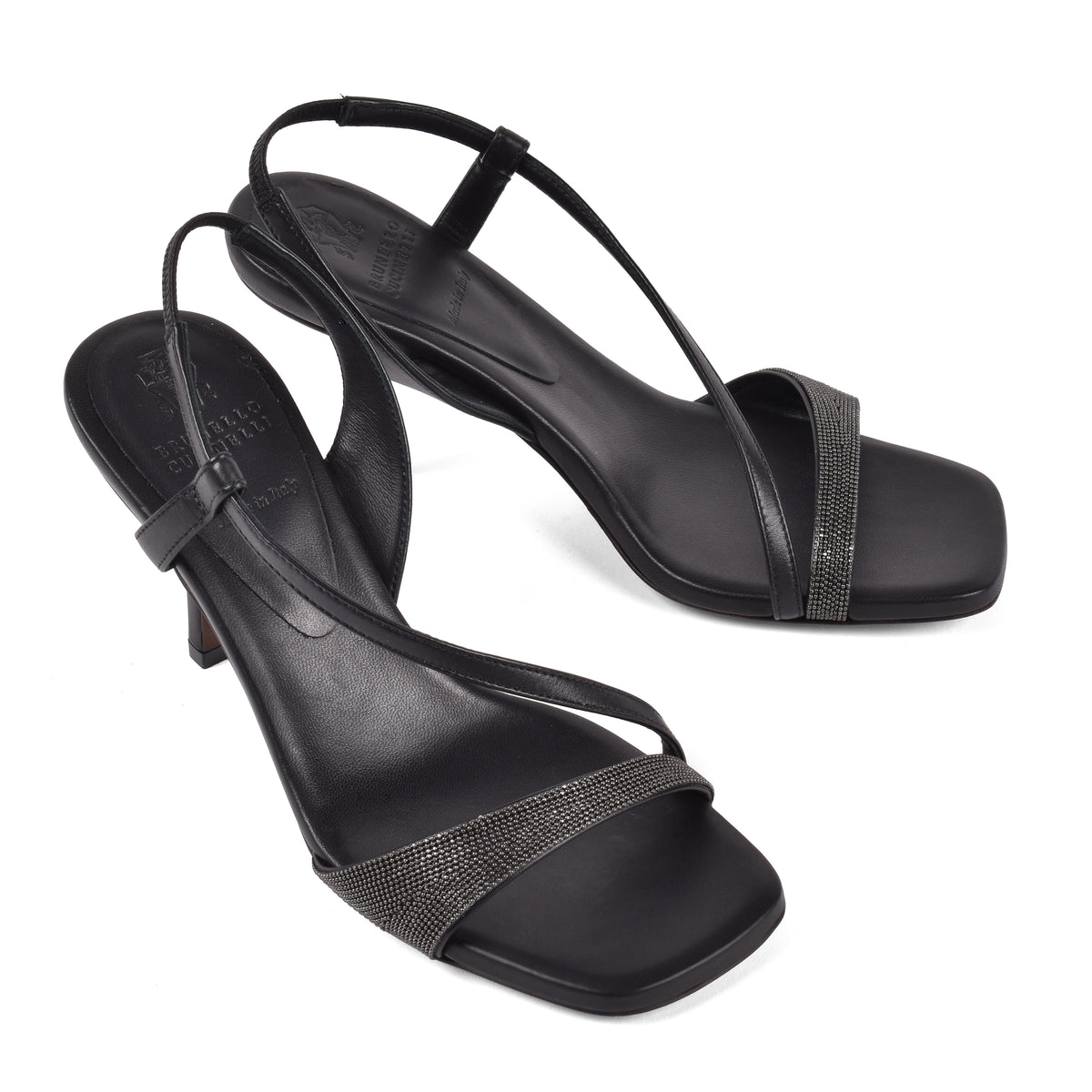 BRUNELLO CUCINELLI WOMEN'S BLACK LEATHER OPEN TOE SANDALS