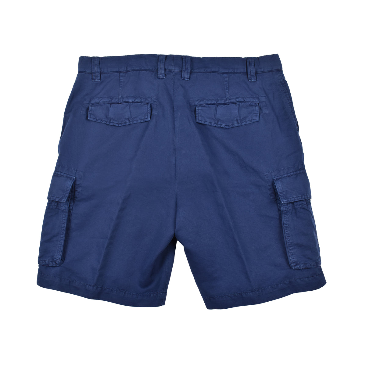 BRUNELLO CUCINELLI MEN'S BLUE LINEN BLEND SHORTS