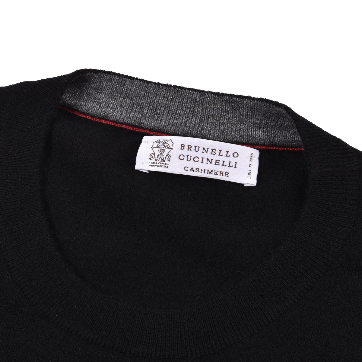 BRUNELLO CUCINELLI MEN'S BLACK CASHMERE CREW NECK SWEATER