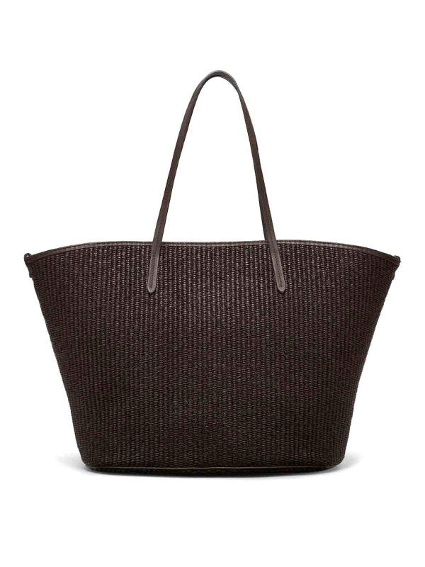 BRUNELLO CUCINELLI WOMEN'S DARK BROWN WOVEN TOTE BAG