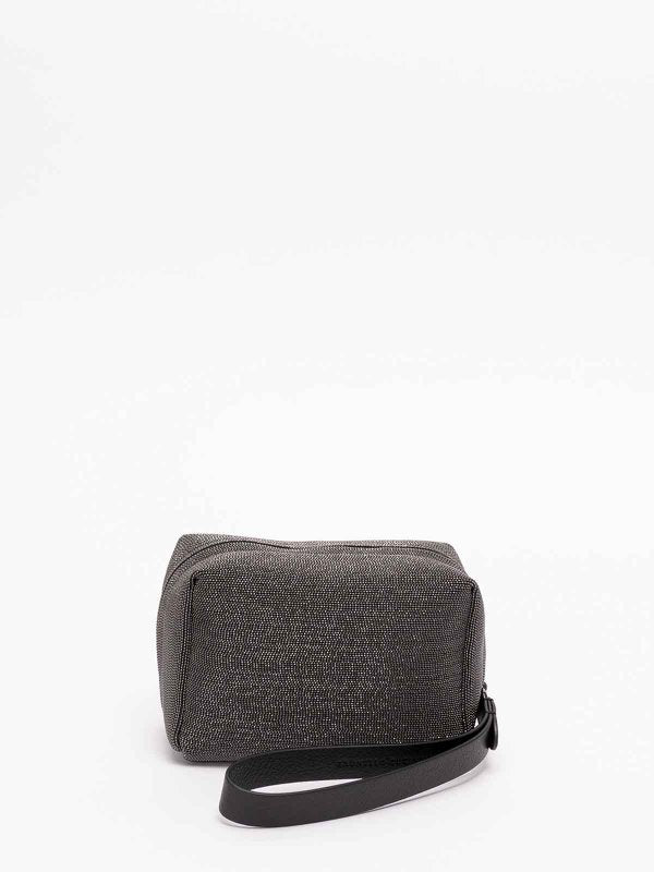 BRUNELLO CUCINELLI WOMEN'S ULTRA BLACK TEXTURED LEATHER POUCH