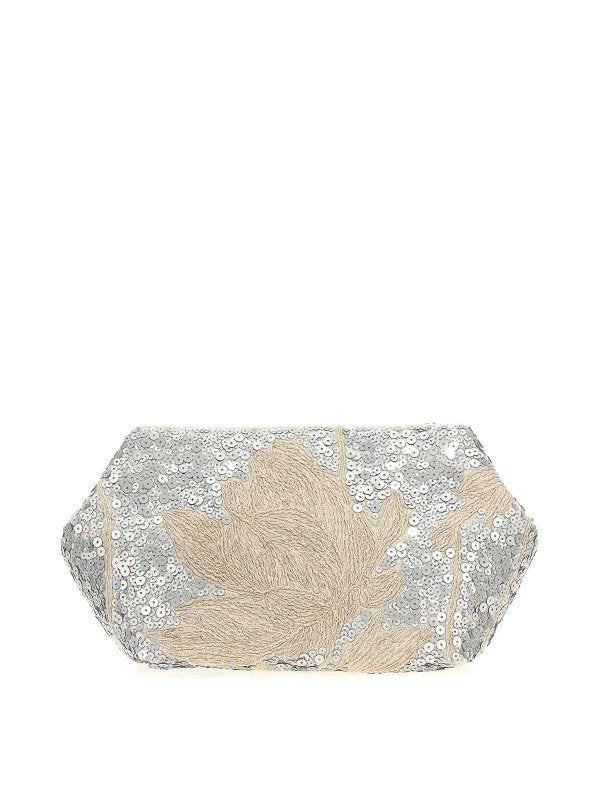 BRUNELLO CUCINELLI WOMEN'S NATURALE LINEN EMBELLISHED CLUTCH BAG