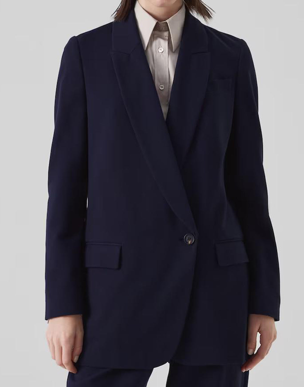 BRUNELLO CUCINELLI WOMEN'S NAVY TAILORED COTTON JACKET