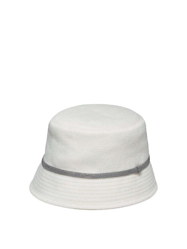 BRUNELLO CUCINELLI WOMEN'S OFF WHITE COTTON LINEN HAT