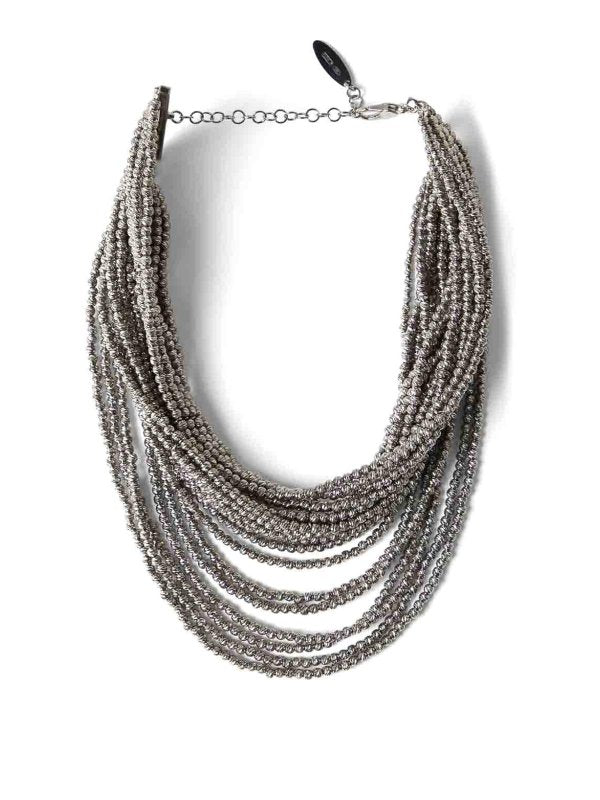 BRUNELLO CUCINELLI WOMEN'S SILVER LAYERED CHAIN NECKLACE