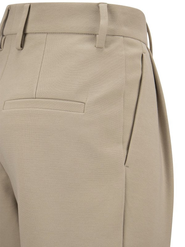 BRUNELLO CUCINELLI WOMEN'S TALCO COTTON TAPERED TROUSERS WITH CUFFS
